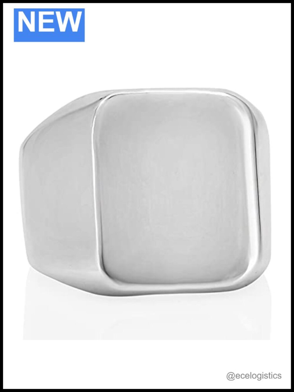 Solid 925 Sterling Silver Square Signet Ring for Men, Sizes 7 to 15